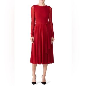 Red Sheer Sleeve Midi Dress by Fuzzi